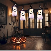 abordables Halloween en Plein Air-Décorations d&#039;Halloween à suspendre, fantômes éclairés, veilleuses LED pour extérieur et intérieur, pour patio, arbre, jardin, fête d&#039;Halloween, décoration de la maison, 1/2/4/8 pièces