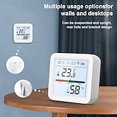 economico Elettrodomestici-termometro igrometro termometro intelligente per la casa lcd retroilluminato con supporto staccabile sensore di umidità della temperatura digitale monitoraggio in tempo reale registrazione zigbee wifi