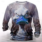 economico Magliette con stampa animale-Per uomo Animali Divertente maglietta Camicia Henley Manica lunga maglietta Stampa 3D Girocollo Camicia Originale Retrò vintage Strada Informale Giornaliero Rosso Viola Verde Estate Primavera Autunno
