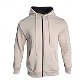 economico Tute basic-Per uomo Felpa con cappuccio Tuta Da Ginnastica Felpa con cappuccio a zip intera Tuta da ginnastica Nero Blu marino Cachi Grigio Con cappuccio Liscio Tasche A cordoncino 2 pezzi Sportivo Giornaliero