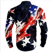  Giorno dell'Indipendenza Americana Per uomo 4 luglio, 250° anniversario degli Stati Uniti Bandiera Americana Patriottico Camicia con Bottoni Manica Lunga Casual Quotidiano Vacanza Estate Primavera