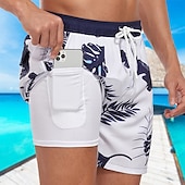 cheap Swim Trunks &amp; Board Shorts-Men&#039;s Swim Trunks Swim Shorts Board Shorts Pocket Drawstring Elastic Waistband With Compression Liner Shorts Outdoor Beach Swimming Pool Quick Dry Lightweight Soft Swimming Beach Tailored Fit