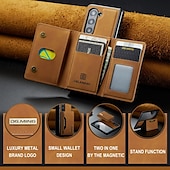 baratos Capa Samsung-telefone Capinha Para Samsung Galaxy Dobra Z 7 Dobra Z 6 Z Fold 5 Z Fold 4 Z Fold 3 Capa traseira Com Suporte Destacável Magnética Retro TPU PC Couro PU