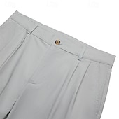 levne Retro-Pánské Plátěné kalhoty Kalhoty Letní kalhoty Přední kapsa Záhyby Straight-Leg Bez vzoru Pohodlné Prodyšné Ležérní Denní Dovolená Módní Základní Černá Bílá