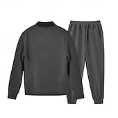 preiswerte einfache Trainingsanzüge-Herren Trainingsanzug Jogginganzug Sweatshirt mit durchgehendem Reißverschluss Marineblau Stehkragen Einfach 2 teilig Täglich Sport &amp; Outdoor Ferien Polyester Streetwear Basic Lässig Frühling &amp; Herbst