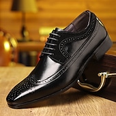 economico Formale-scarpe brogue oxford da uomo in similpelle marrone con punta a coda di rondine - classiche scarpe eleganti con lacci per abbigliamento formale e da lavoro