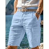 abordables Día festivo-Hombre Pantalón Corto Cargo Pantalón corto Pantalones cortos de lino Pantalones cortos de verano Pantalones cortos de playa Multi bolsillo Pierna recta Plano Comodidad Transpirable Longitud de la