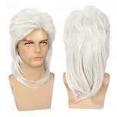 cheap Historical Wigs-Mullet Wigs for Men, 80S Long Hair Curly Wig 70S Curly Disco Punk Rock Ginger Wig for Carnival Cosplay Party