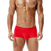 preiswerte Boxershorts für Herren-Herren 1 pc Unterwäsche Boxer Boxer-Shorts Polyester Atmungsaktiv Weich Komfortabel Glatt Mittlere Hüfthöhe Schwarz Hellgrün