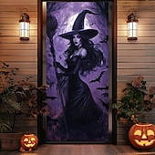 ieftine Coperți de ușă de Halloween-decorațiuni pentru uși de halloween huse de uși de halloween tapiserie încântătoare pentru uși de vrăjitoare decorațiuni pentru perdele de ușă banner de ușă de fundal pentru ușa din față petrecere de