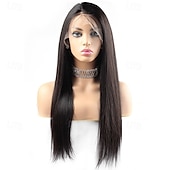 economico Parrucche lace front capelli veri-Parrucca frontale in pizzo 4*6, parrucca in pizzo trasparente, parrucche lunghe e lisce in capelli umani da 12-28 pollici