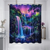 cheap Shower Curtains-Shower Curtain with Hooks 180cm*180cm(70&quot;*70&quot;) Polyester Washable Waterproof Forest Waterfall Pattern Bathroom Bathtub Decor