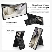 abordables Carcasas Samsung-teléfono Funda Para Samsung galaxia S24 Ultra Plus S23 Ultra Plus S22 Plus Ultra S25 Ultra Funda Trasera con Soporte Soporte de carga inalámbrica Ranura para tarjetas Retro TPU Cuero de PU