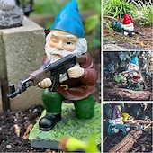 お買い得  彫像-樹脂製ノーム彫刻 - 軍隊の庭の小人、立っている、しゃがんでいる、横になっている戦闘部隊、屋外の庭の樹脂工芸品の装飾