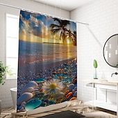 お買い得  シャワーカーテン-フック付きシャワーカーテン 180cm*180cm(70&quot;*70&quot;) ポリエステル洗濯可能防水パターンバスルームバスタブデコ海岸の海