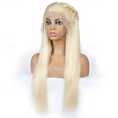baratos Perucas de seda 360-Cabelo humano remy 360 frontal Peruca Parte livre Cabelo Brasileiro Liso Loiro Peruca 150% Densidade do Cabelo com o cabelo do bebê Riscas Naturais Pré-depenado Para perucas para mulheres negras Longo