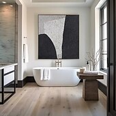 preiswerte Abstrakte Gemälde-Ölgemälde handgemachtes beiges Wabi Sabi Ölgemälde handgemalte Wandkunst schwarz beige abstraktes Gemälde großes schwarzes minimalistisches Wandkunst beige strukturiertes Leinwandgemälde neutrales