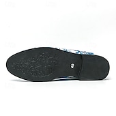 abordables Semi-formel-mocassins à imprimé floral pour hommes avec détails à pompons - chaussures habillées à enfiler de style vintage pour les occasions formelles