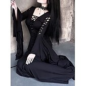 levne Šaty-Punk a gotika Šaty Čerodějnice Morticia Addamsová Pevná barva Dámské Fantazie Valpuržina noc předvečer Všech svatých Karneval Večírek Dospělé Šaty