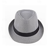 abordables Chapeau Fedora-Homme Chapeau du Kentucky Derby Chapeau de Soleil Chapeau à bord sauvage Haut-de-forme Noir Jaune Polyester Mode Occasionnel Rue Quotidien Pied-de-poule Respirant