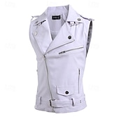 preiswerte Herrenweste-Herren Weste Lederweste Täglich Verabredung Urlaub Modisch Brautkleider schlicht Frühling &amp; Herbst Tasche Polyester Komfortabel Glatt Reisverschluss Kargen Regular Fit Schwarz Weiß Rote Weste