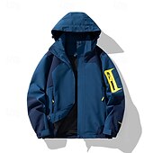 preiswerte Fleece &amp; 3 in 1 Jacken-Herren Soft Shell Jacke Wanderjacke Draussen Patchwork Windundurchlässig Wasserdicht Windbreaker-Jacke Reisen Schwarz Königsblau Himmelblau Beige Grau