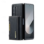 baratos Capa Samsung-telefone Capinha Para Samsung Galaxy Dobra Z 7 Dobra Z 6 Z Fold 5 Z Fold 4 Z Fold 3 Capa traseira Com Suporte Destacável Magnética Retro TPU PC Couro PU