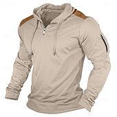 economico magliette di base-Per uomo Maglietta con Zip a Quarti Maglietta Camicia a Maniche Lunghe Manica Lunga Con Cappuccio Estate Patchwork Quotidiano Casual Stile da Strada Cerniera All&#039;aperto Streetwear Casual Nero Blu