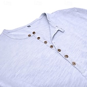 tanie Casualowa koszulka Henley-100% bawełniana męska koszulka henley koszulka z długim rękawem koszula z długim rękawem jednolity kolor modny codzienny guziki henley outdoor casual lato ciemnobrązowy wojskowa zieleń ciemnoszary henley t-shirt