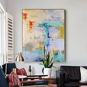 voordelige Schilderijen van landschappen-handgemaakt kleurrijk abstract olieverfschilderij op canvas groot handgeschilderd abstract getextureerd boho modern olieverfschilderij muurkunst op maat eigentijds minimalistisch kunstwerk voor