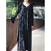preiswerte Kleider-Retro Vintage Mittelalterlich Kleid Einfarbig Damen Maskerade Party / Abend Erwachsene Kleid