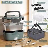 cheap Kitchen Appliances-Electric Lunch Box Portable Fast Heating Lunch Box 1.5L Stainless Steel Container Adult Food Warmer Suitable for Cars