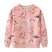 cheap Hoodies &amp; Sweatshirts-Girls&#039; 3D Cartoon Dinosaur Sweatshirt Long Sleeve Spring Fall Fashion Basic Kids Little Kids(4-7ys) 4-7 Years Crew Neck Outdoor Casual Daily Regular Fit