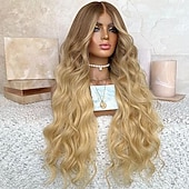 economico Parrucche lace front capelli veri-Capelli umani di Remy 13x4 Pizzo Frontale Parrucca Parte di mezzo Brasiliano Ondulato Onda sciolta Biondo Multicolore Parrucca 130% 150% Densità dei capelli con i capelli del bambino Capelli