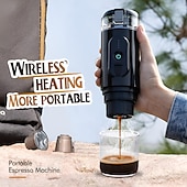 abordables Électroménager-Machine à café expresso électrique portable sans fil, mini cafetière à portion individuelle avec bac à poudre/capsule de café 2 en 1, pompe à pression, infusion automatique, 2500 mAh