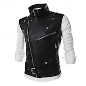 preiswerte Herrenweste-Herren Weste Lederweste Täglich Verabredung Urlaub Modisch Brautkleider schlicht Frühling &amp; Herbst Tasche Polyester Komfortabel Glatt Reisverschluss Kargen Regular Fit Schwarz Weiß Rote Weste