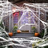 billige Halloween utendørsdekor-300 g halloween-dekorasjoner kunstig edderkoppnett stretchy spindelvev skummel fest halloween-dekorasjon for rekvisitter for bar hjemsøkt hus