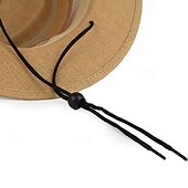 billige Hatter til herrer-Herre Stråhatt Solhatt Wild Brim Hat Kakifarget Beige Sengetøy Netting Mote Fritid Gate Daglig Helfarge Justerbare Solkrem Pustende