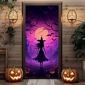 ieftine Coperți de ușă de Halloween-decorațiuni pentru uși de halloween huse de uși de halloween tapiserie încântătoare pentru uși de vrăjitoare decorațiuni pentru perdele de ușă banner de ușă de fundal pentru ușa din față petrecere de