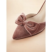 preiswerte Block Heels-Braune Pumps aus Samt mit spitzer Spitze und Fesselriemchen sowie Blockabsatz und Schleifendetail für Damen für Partys und formelle Anlässe