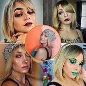 baratos Perucas Sintéticas sem Touca-peruca bob com franja perucas de cabelo curto para mulheres peruca reta peruca bob sintética natural resistente ao calor perucas laterais para festa uso diário