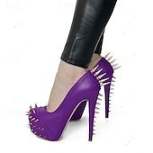 economico Tacchi a Piattaforma-tacchi alti neri a spillo da donna - décolleté con plateau borchiate punk rock per clubwear e feste