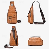levne Pánské tašky-pánská hnědá crossbody kabelka z umělé kůže s mnoha kapsami na zip a nastavitelným popruhem, stylová a funkční pro každodenní použití