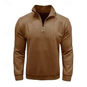 cheap Basic Sweatshirts-Men's Sweatshirt Quarter Zip Sweatshirt Black Army Green Royal Blue Brown Khaki Half Zip Plain Half Zip Sports &amp; Outdoor Daily Holiday Polyester Streetwear Basic Casual Fall &amp; Winter Clothing Apparel