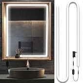 abordables Lampes néon led-Lumière de miroir de maquillage à LED de style Hollywood Lumière de maquillage 6,5-16 pieds/6000k/3000k Adaptateur 12v à intensité variable/Bande lumineuse pour miroirs de vanité et de salle de bain