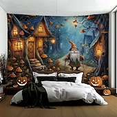 billige Halloween dekorasjon-halloween dekorasjoner hengende billedvev gresskar dverg hus veggkunst stor billedvev veggmaleri dekor fotografi bakteppe teppe gardin hjem soverom stue dekorasjon
