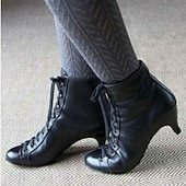 baratos anos 1930-Botas femininas brancas estilo vitoriano com cadarço e salto médio, calçados de inspiração vintage para estilo formal e retrô