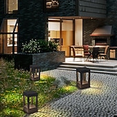 cheap Outdoor Wall Lights-LED Outdoor Post Lights Warm White 20cm 1-Light Vintage Patio Aisle Lawn Column Lamp Villa Pillar Light Balcony Post Lantern Metal Garden Pedestal Lamp 110-240V