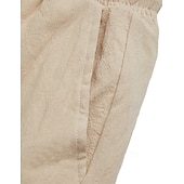 cheap Retro-Men&#039;s Shorts Linen Shorts Summer Shorts Beach Shorts Drawstring Elastic Waist Multi Pocket Plain Knee Length Outdoor Beach Hawaiian Casual White 1 Green 1# Inelastic