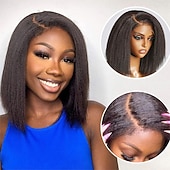 cheap Human Hair Lace Front Wigs-Remy Human Hair 13x6 Lace Front 13x4 Lace Front Wig Free Part Brazilian Hair Wavy Water Wave Black Natural Wig 150% 180% 250% Density with Baby Hair 100% Virgin Glueless Pre-Plucked For wigs for